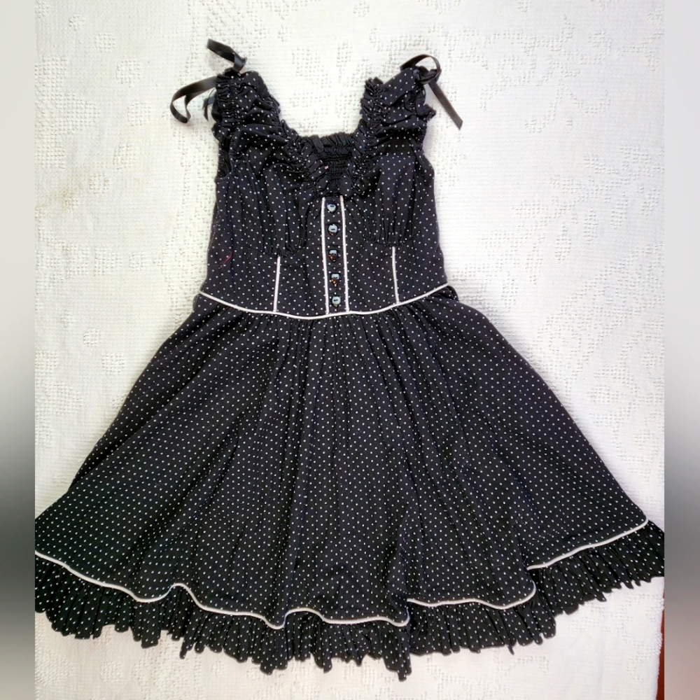 Hell Bunny Rockabilly Black And White Polka Dot Pinup Dress Size XL
